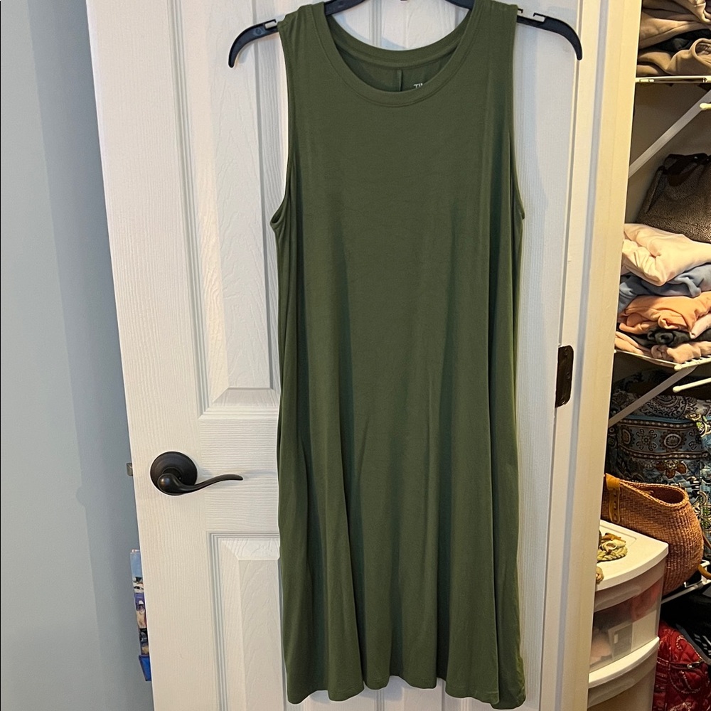 Time and Tru Olive Midi Dress; Size Medium; NWOT